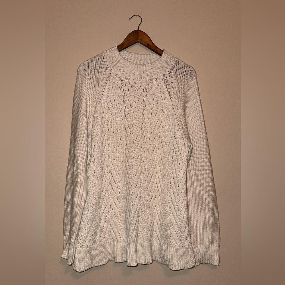 Vintage Chaps Cream Turtleneck Cable Knit Sweater